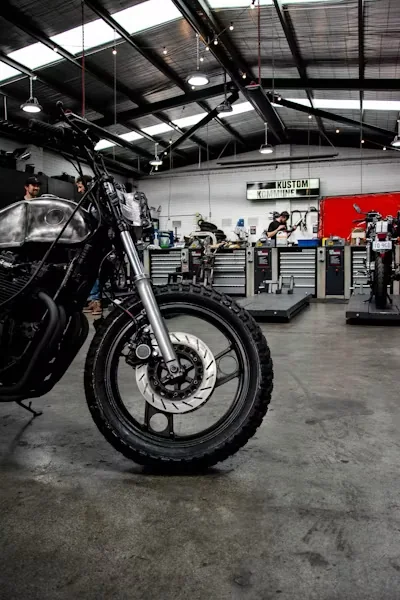 Motorcycle in a restoration workshop