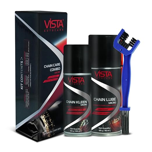 Vista Auto Care Chain Care Combo – Cleaner, Lube & Brush | Rust Protection