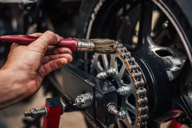 Motorcycle chain cleaning and maintenance